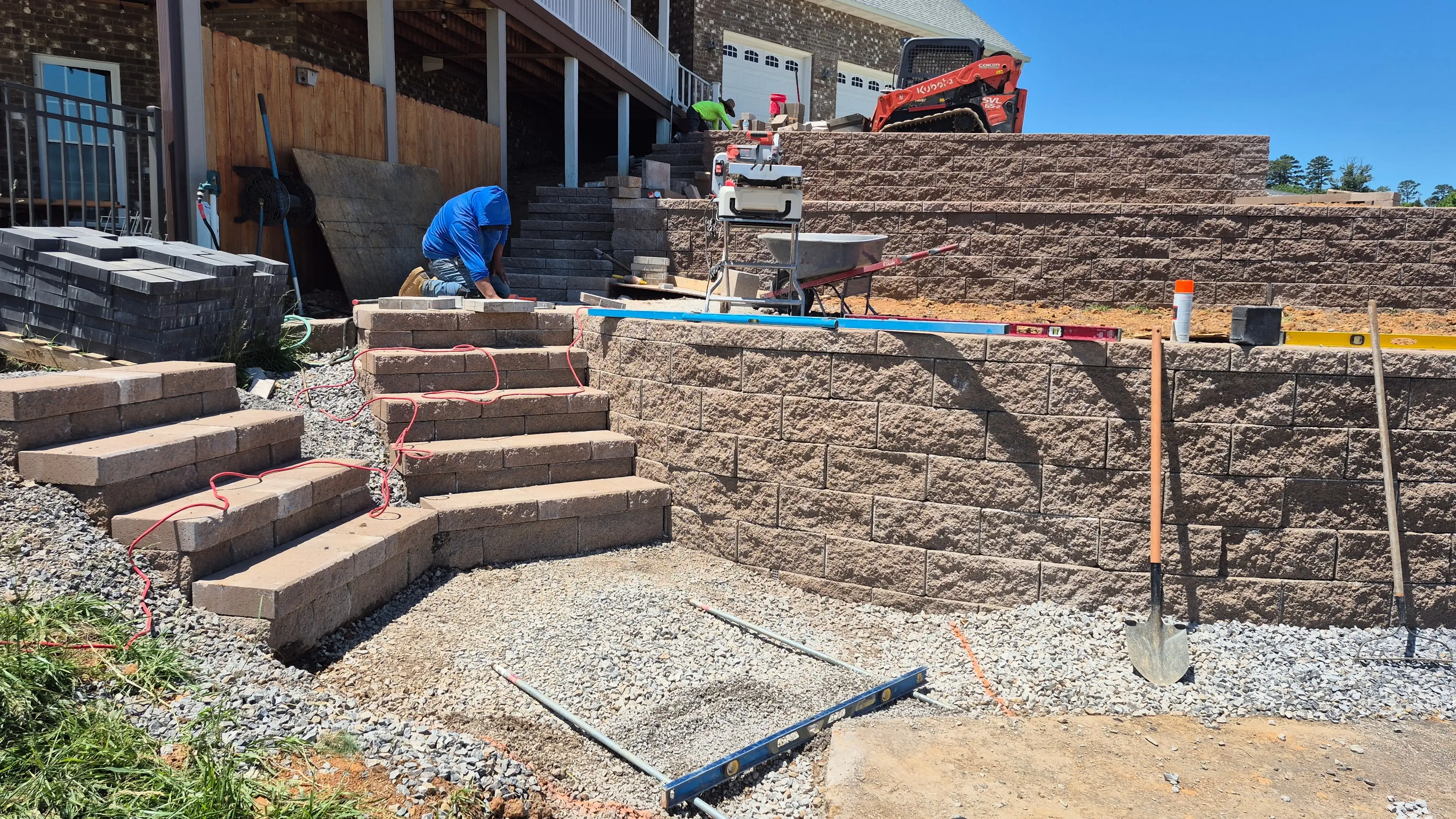 Retaining wall and steps construction project by Constructive Landscaping